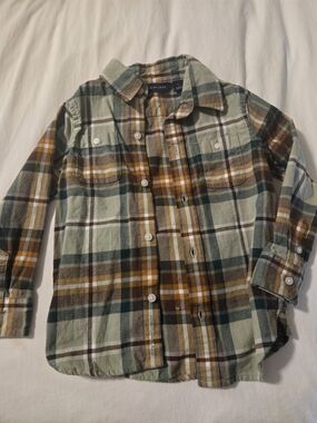 Janie and Jack Green Plaid Button-Down Shirt